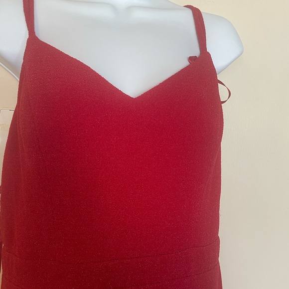 City Studios Junior's Double Strap Lace Back Gown Red Size 13 Side Slit - Picture 3 of 5